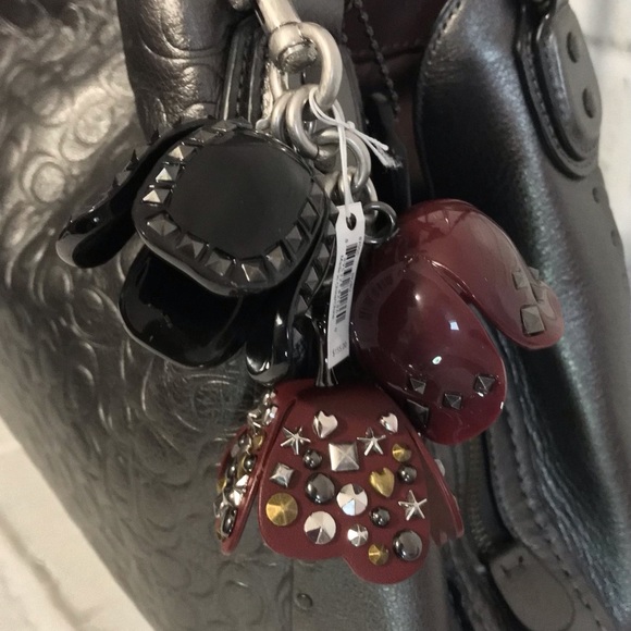 **SOLD**COACH Tea Rose Studded Bag Charm - Picture 7 of 8